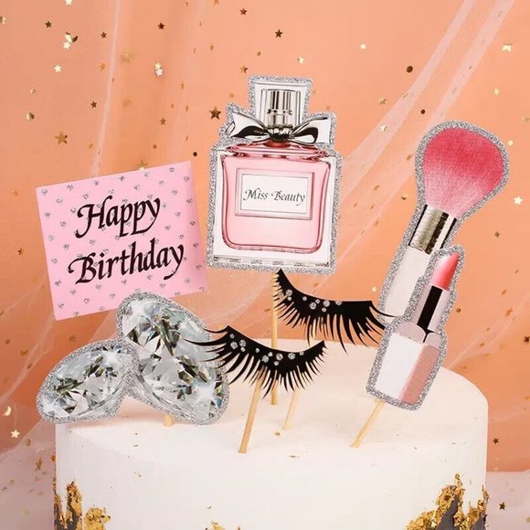 7pcs Creative Cosmetics Cake Decorating Topper Glamour - Picture 1 of 5